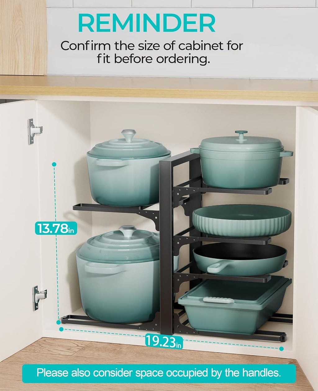 6-Tier Pots and Pans Organizer under Cabinet, Kitchen Cabinet
