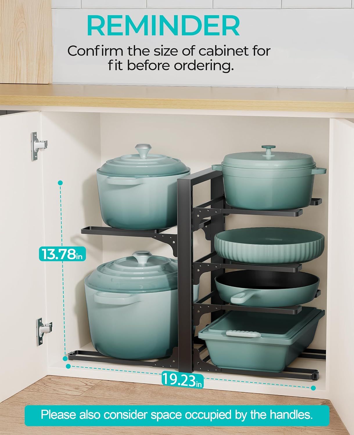 6-Tier Pots and Pans Organizer under Cabinet, Kitchen Cabinet