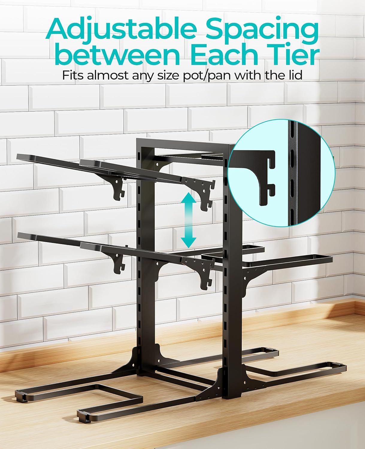 6-Tier Pots and Pans Organizer under Cabinet, Kitchen Cabinet