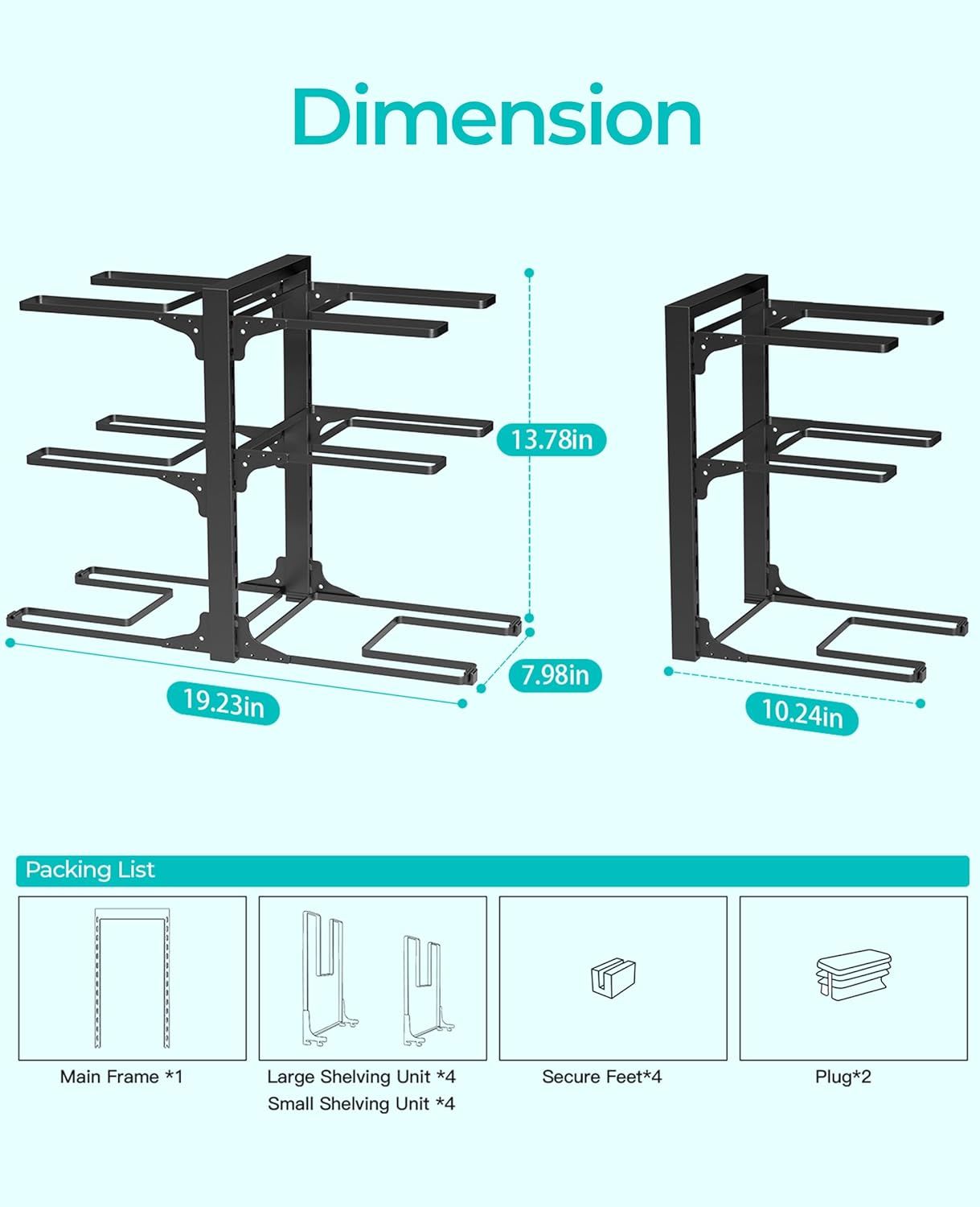 6-Tier Pots and Pans Organizer under Cabinet, Kitchen Cabinet