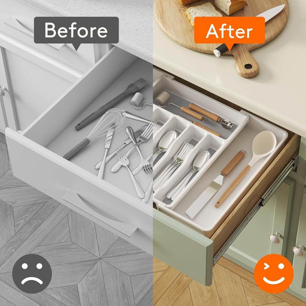 Silverware Drawer Organizer, Expandable Utensil Tray for Kitchen, BPA