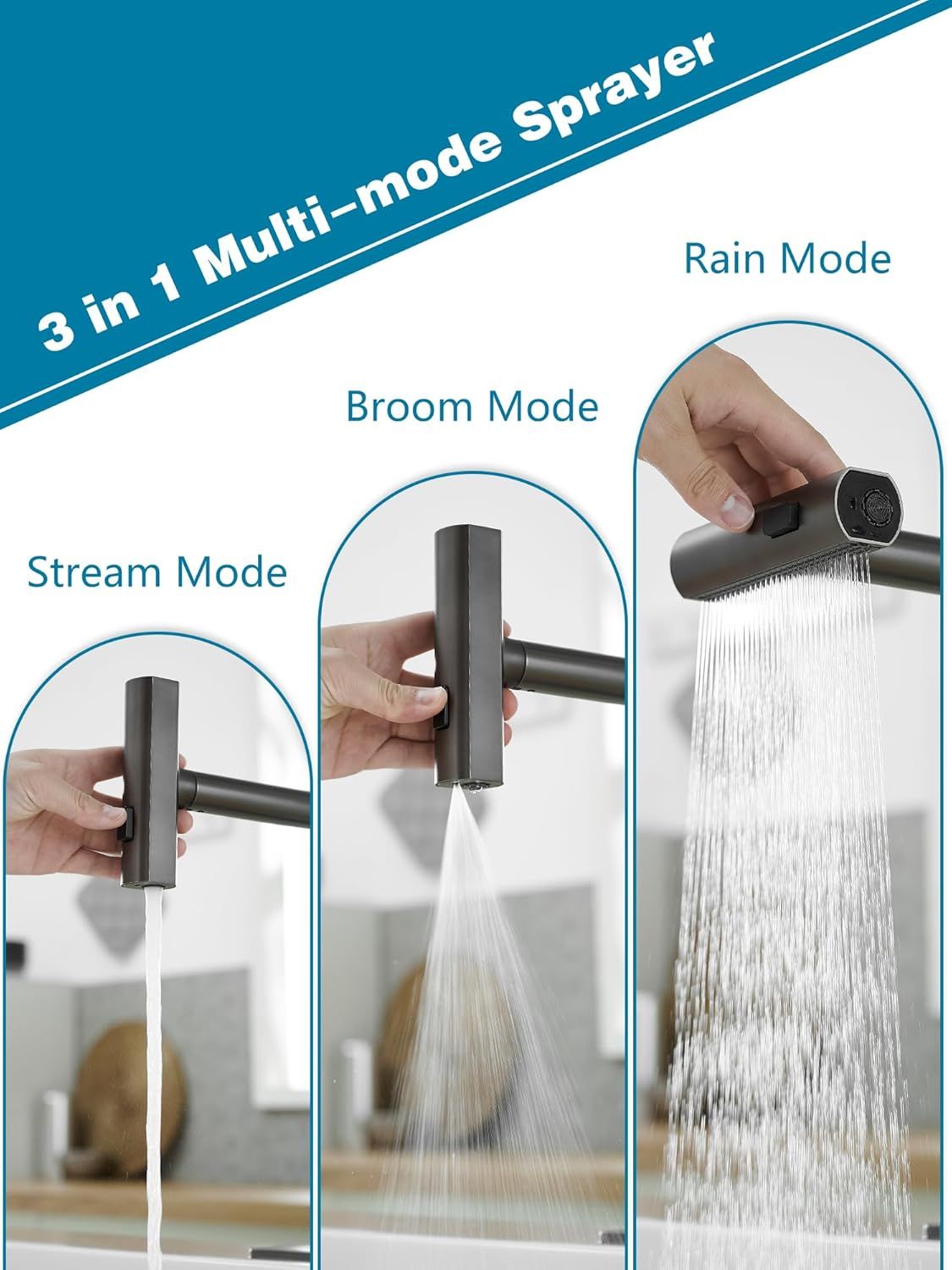 Kitchen Faucets with Pull Down Sprayer,Waterfall Kitchen Sink