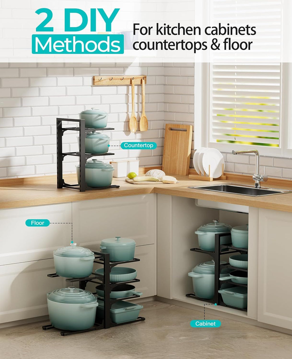 6-Tier Pots and Pans Organizer under Cabinet, Kitchen Cabinet