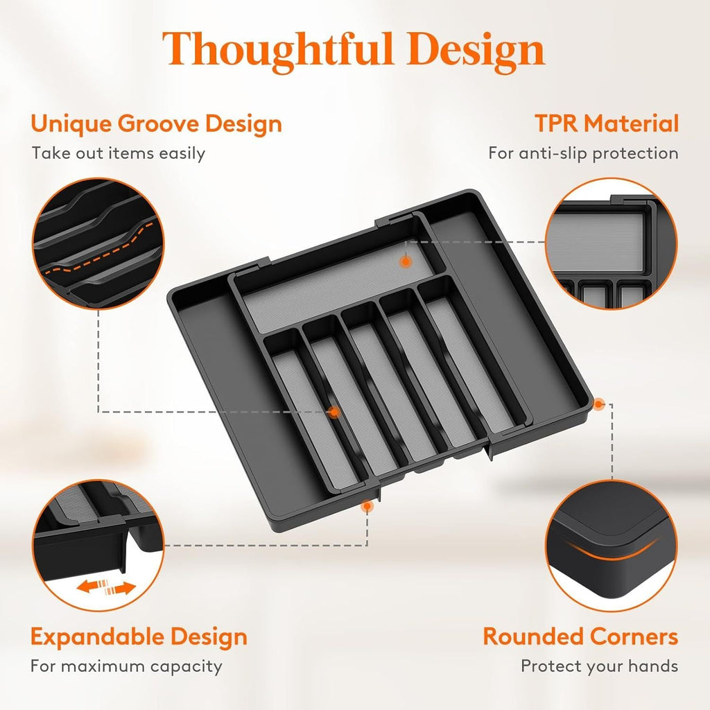 Silverware Drawer Organizer, Expandable Utensil Tray for Kitchen, BPA
