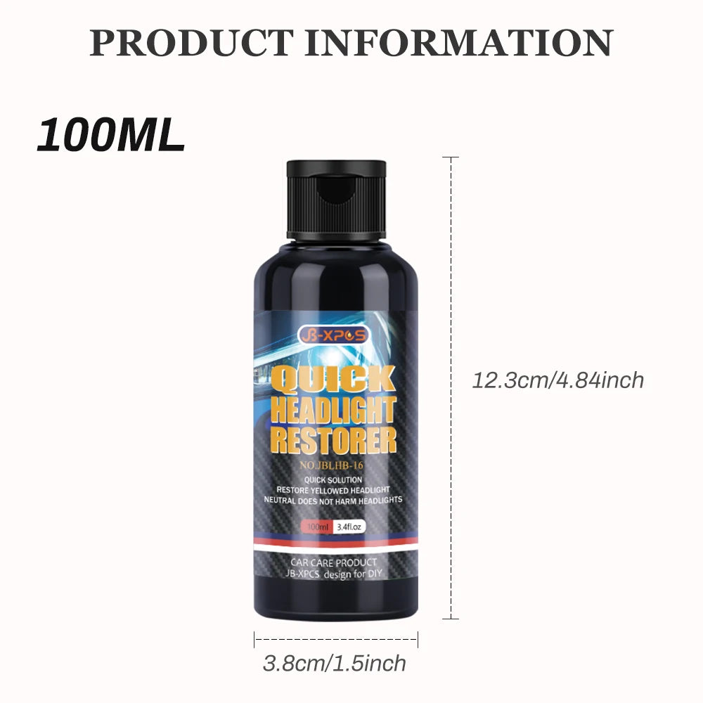 Car Headlight Polishing Agent Scratch Remover Repair Fluid Headlight Renewal Polish And Maintenance Liquid Kit Auto Accessories