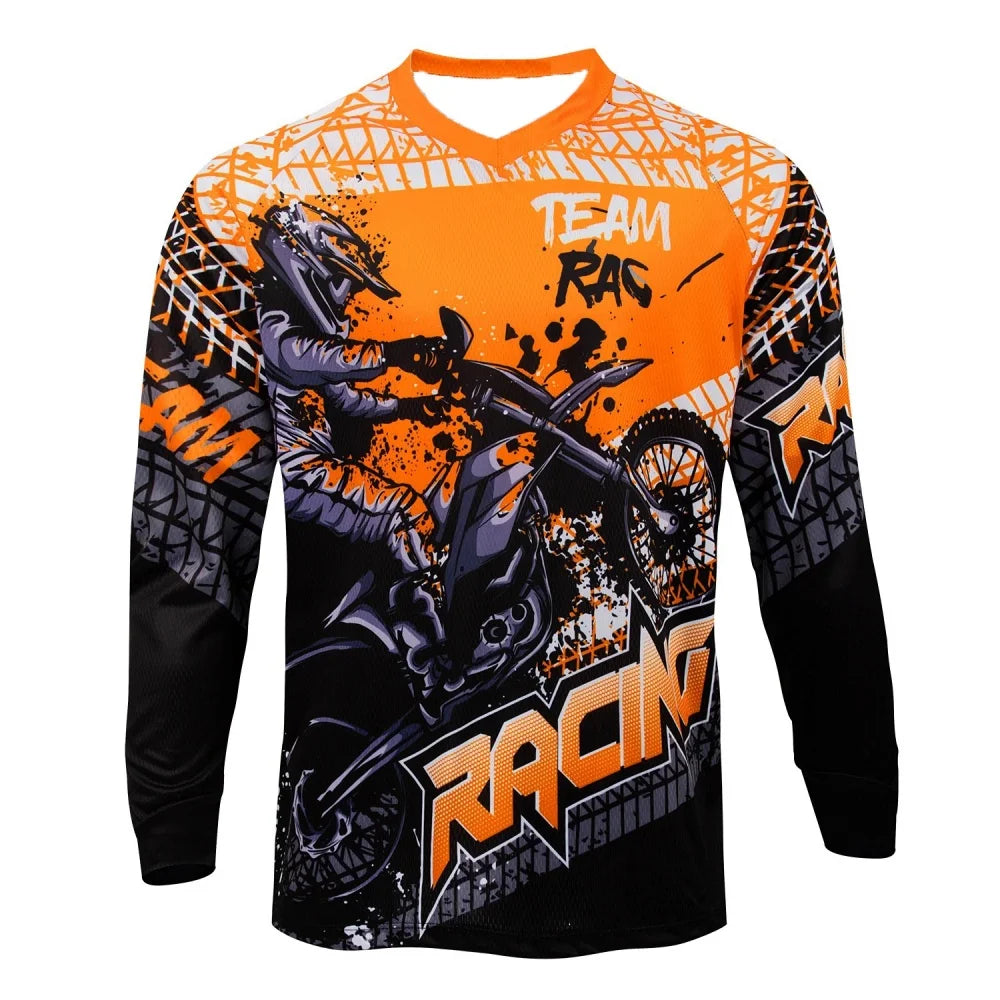 Men's Sports Long-sleeve T-shirt Motorcycle Print Fashion Casual Top for Daily Riding Training Comfortable Trendy Clothing