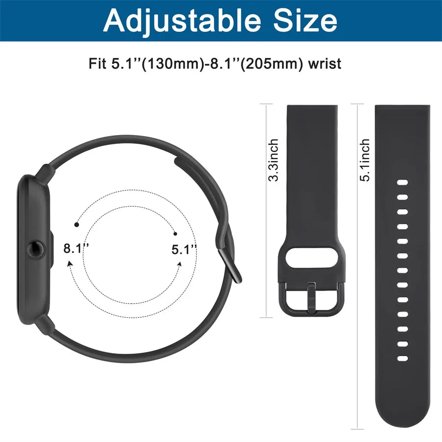 20mm/22mm Silicone band For Amazfit GTS/2/2e/3/4 GTS2 Mini/GTR 4/3/Pro/47mm/GTR2/2e/stratos/3 Bracelet Bip/U/S/lite Watch strap