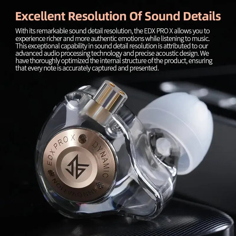 KZ EDX PRO X Dynamic Drive Earphone HIFI Bass Earbud Sport Music Cancelling Headsets 2PIN Cable KZ ZSTX ZSN PRO X EDC EDA ZVX