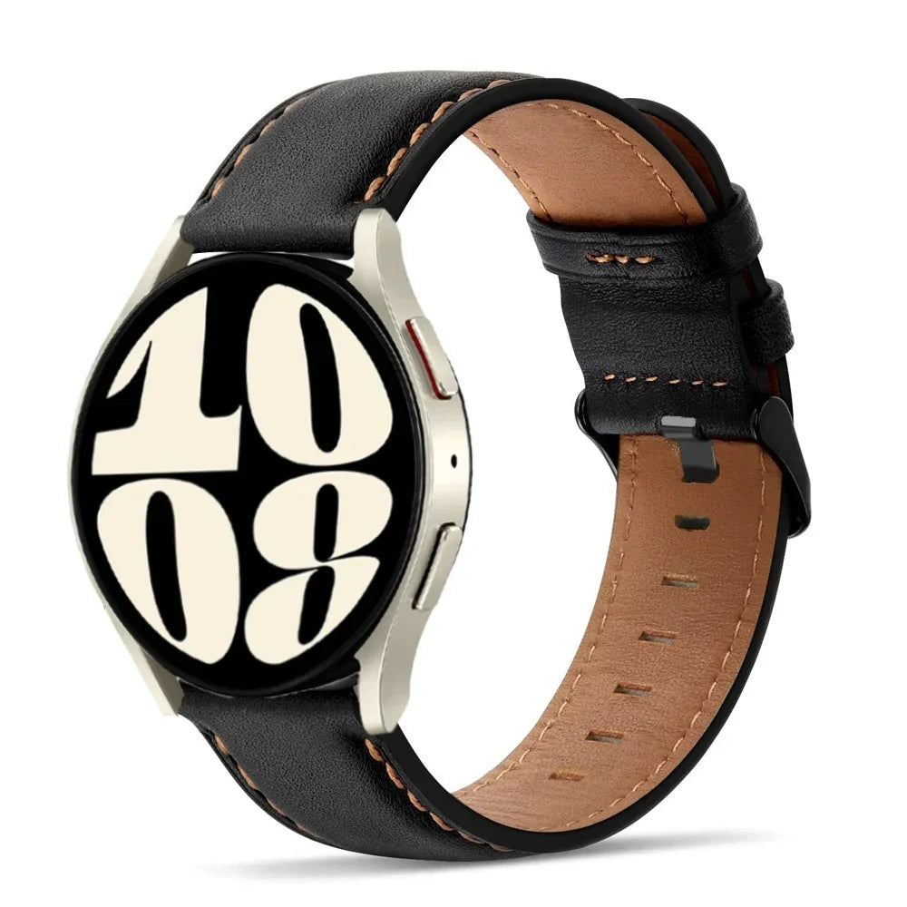 20mm 22mm Leather strap for Samsung Galaxy watch 7/FE/4/6/classic/5/5 pro 45mm Retro bracelet Huawei Gt 5-4-3-pro-2-2e bands