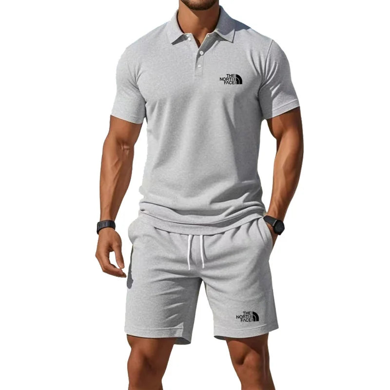 Summer Men's 2026 Half-Zip Polo Shirt Set Leisure Basketball Sport Quick-Drying Breathable Loose Lightweight Two-Piece Set