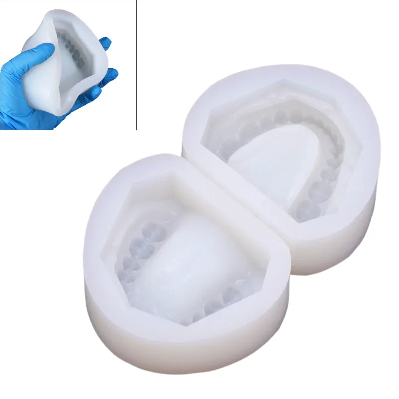 2pcs/set Silicone Dental Plaster Model Mold Mould Standard Teeth Complete Cavity Block Reusable Dentistry Teaching Study Tool