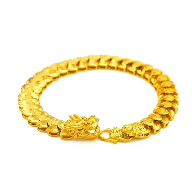 9999 real gold 24K yellow gold Men's Faucet Wheat Ear Bracelet