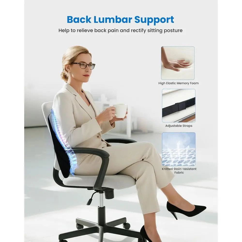 Ergonomic Lumbar Pillow with 3 Vibration Modes and Intensities for Office, Car, and Gaming Chairs