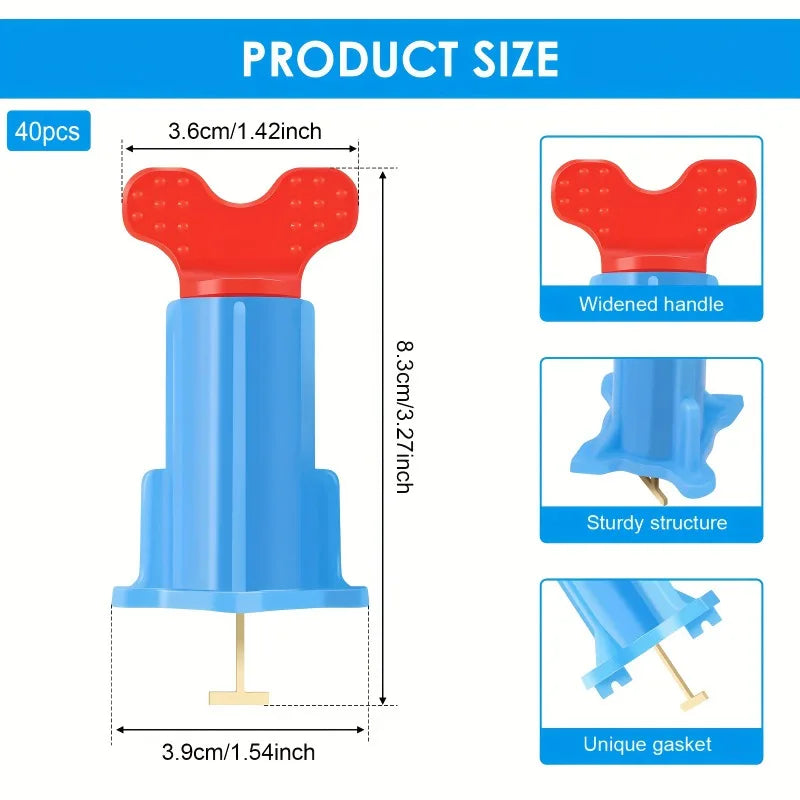 40Pcs New Design Tile Leveling Systeam Leveler Clips Spacers for Fixing Wall Floor Ceramic, Construction Tools, Reusable