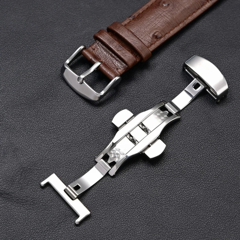 18/19/20/22/21mm Leather Watch Strap for huawei Watchband Ostrich pattern Flat-head universal men women Bracelet Wristband