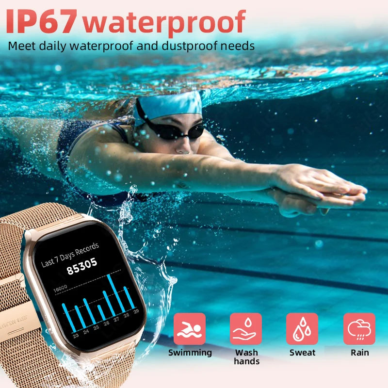 LIGE New 2.01” HD Smart Watch For Men Women Sports Fitness Heart Rate Monitoring Men’s Bracelet Bluetooth Call Ladies Smartwatch