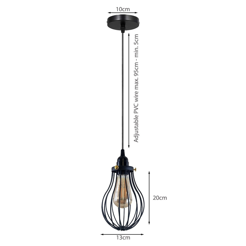Black Cage Pendant Light Kitchen E27 ~3398