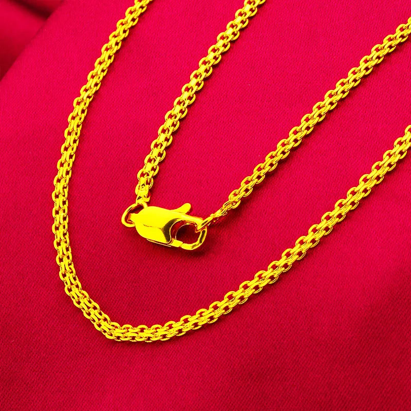 Double-Row Women's Fashion Necklace 45cm 60cm 24K Gold AU999 - 24K/AU999 pure gold, trendy double-row, 45cm daily/60cm commute