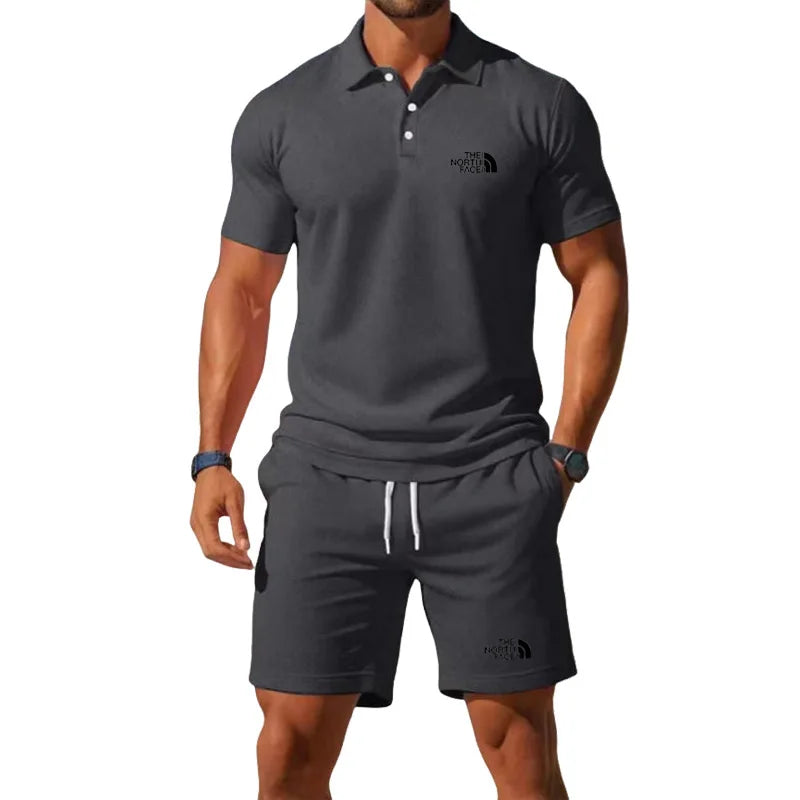 Summer Men's 2026 Half-Zip Polo Shirt Set Leisure Basketball Sport Quick-Drying Breathable Loose Lightweight Two-Piece Set