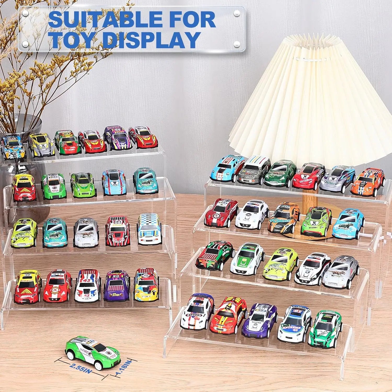 16 Pcs Acrylic Display Risers, 4 Sizes 7-9 inch, Clear Stands for Cupcake, Shoe, Candy Showcase
