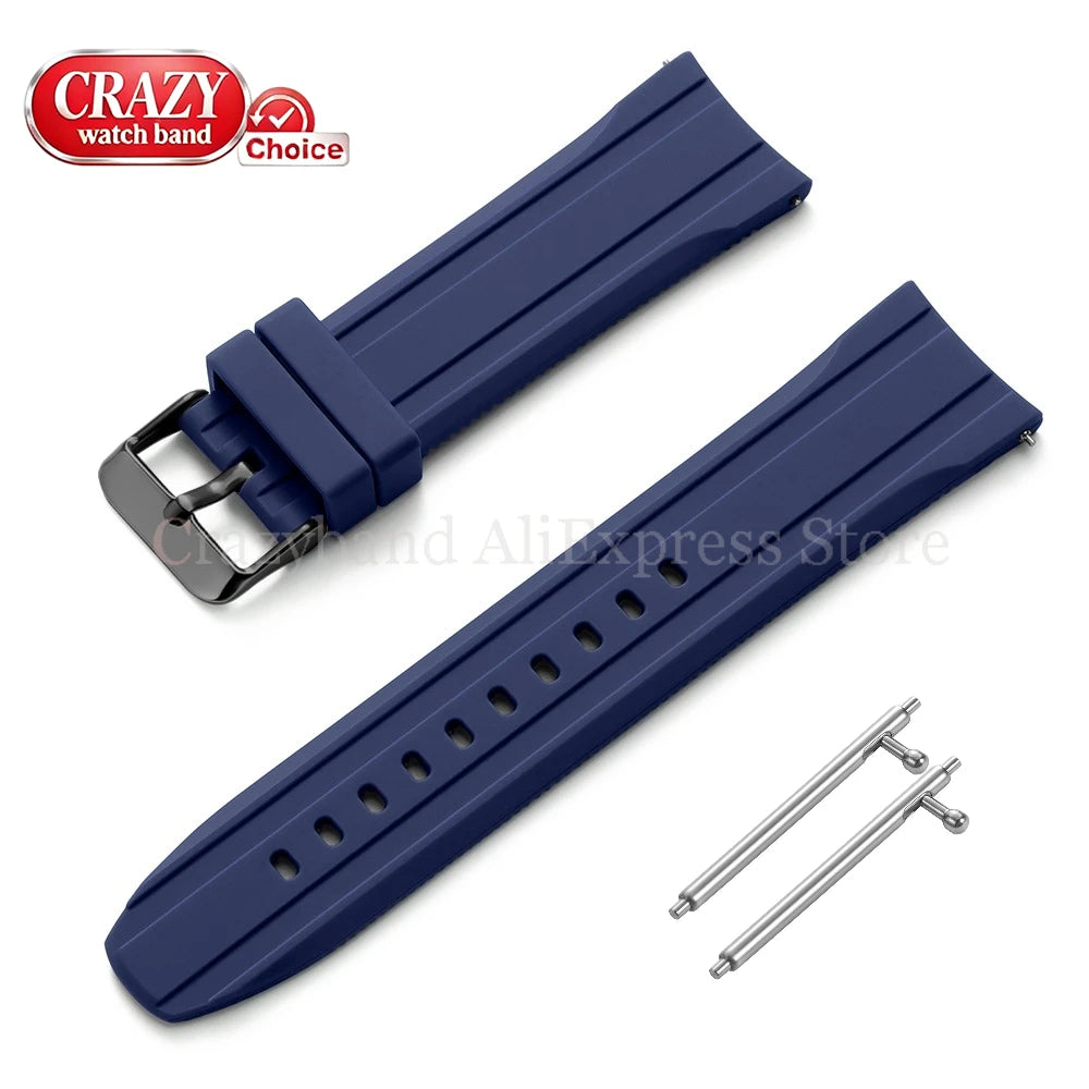 Soft Silicone Watch Band Bracelet for Seiko for Citizen for Casio Women Men‘s Wrist Belt High Elasticity Bracelet 20mm22mm Strap