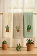 Embroidered Kitchen Towel Cactus Design Dish Drying Cloth 40 x 60 cm C