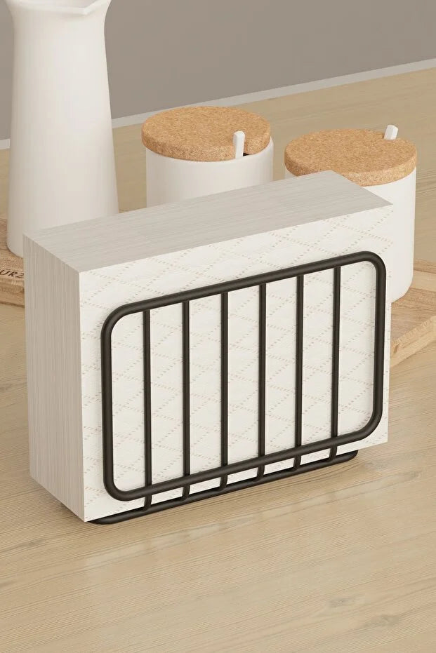 Black Metal Napkin Holder Modern Tabletop Napkin Organizer for Kitchen