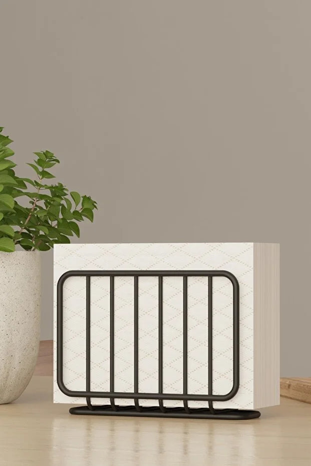 Black Metal Napkin Holder Modern Tabletop Napkin Organizer for Kitchen